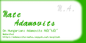 mate adamovits business card